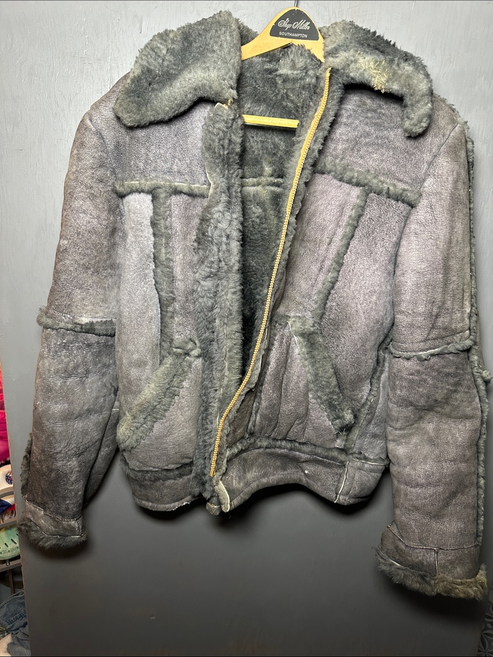 Women's Gray Shearling Bomber Jacket - Unbranded